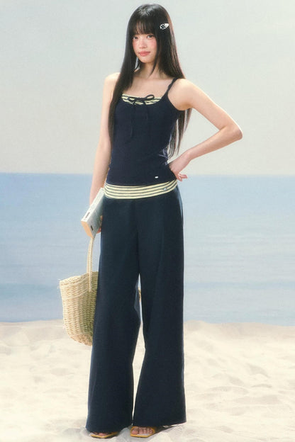 Korean Striped Wide-Leg Pants