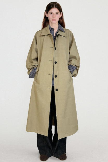 Cotton Brocade Minimal Trench Coat