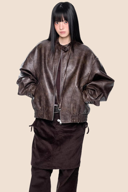 Textured Vintage Leather Jacket