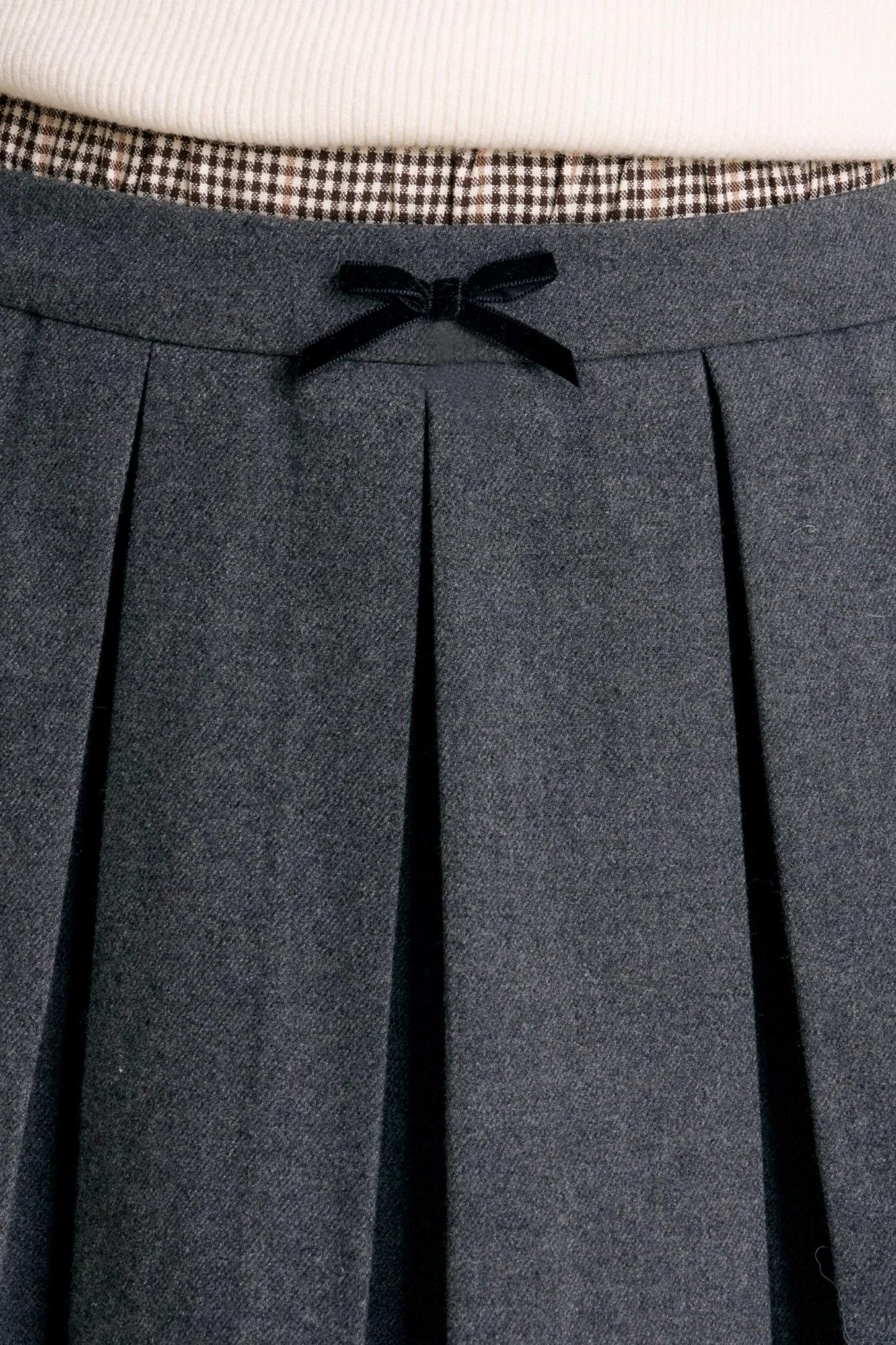 Plaid Flocked Bow Skirt