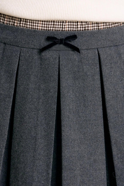 Plaid Flocked Bow Skirt