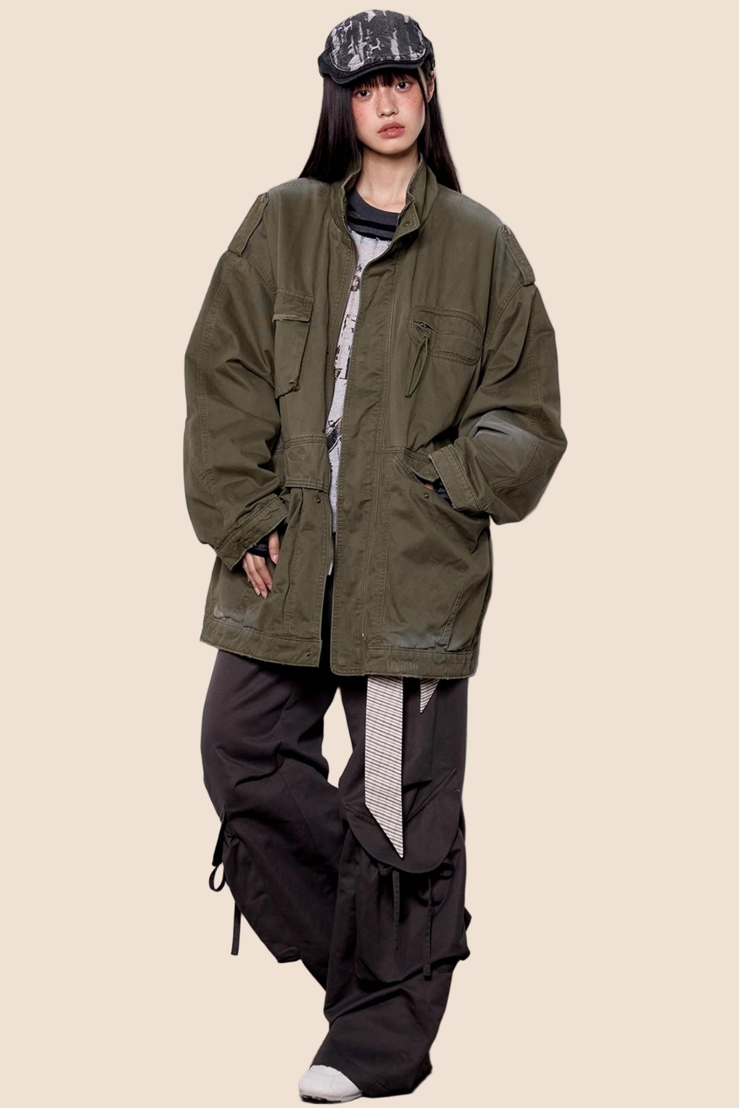 American Vintage Distressed Cargo Jacket