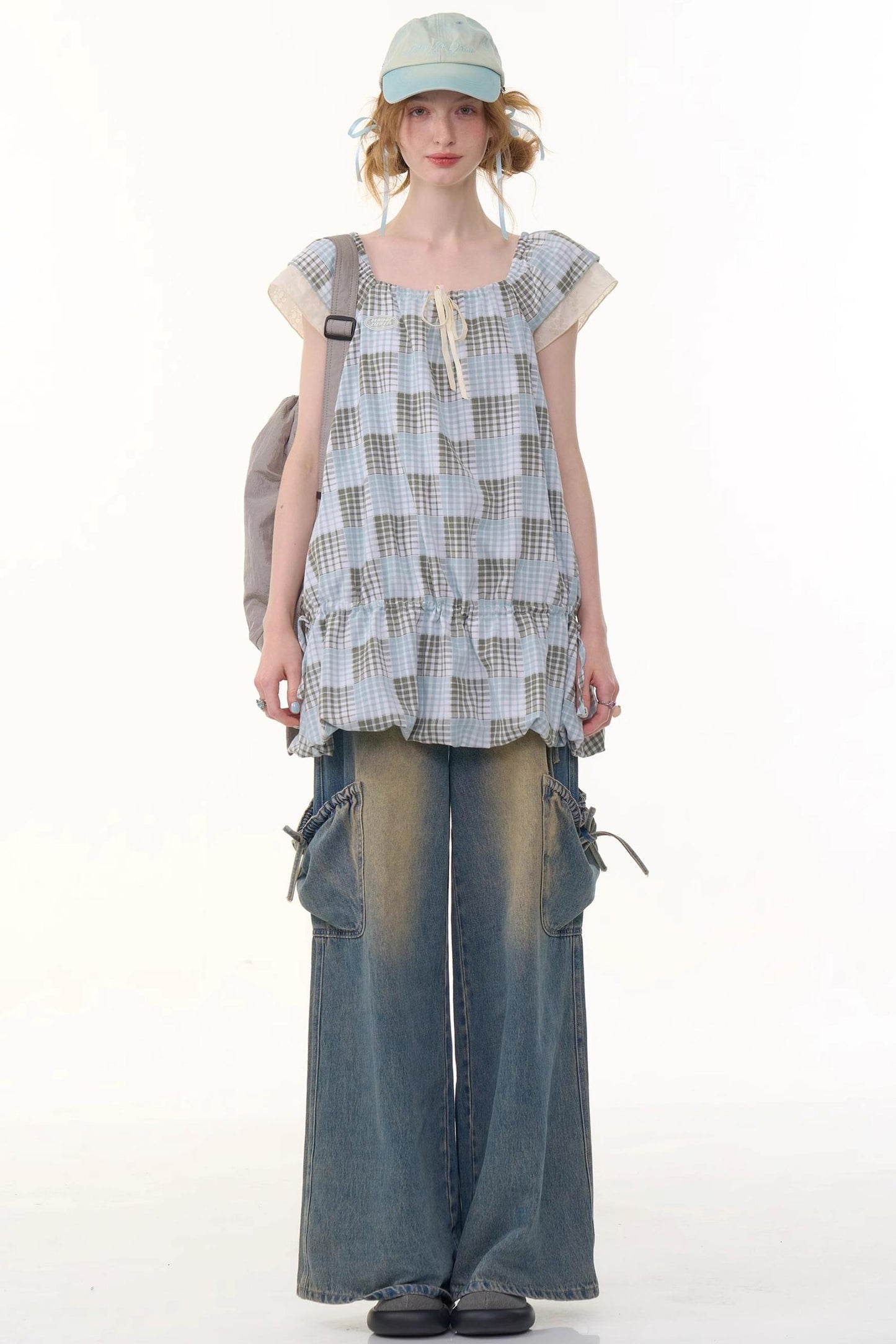 Vintage Checkered Square Neck Dress