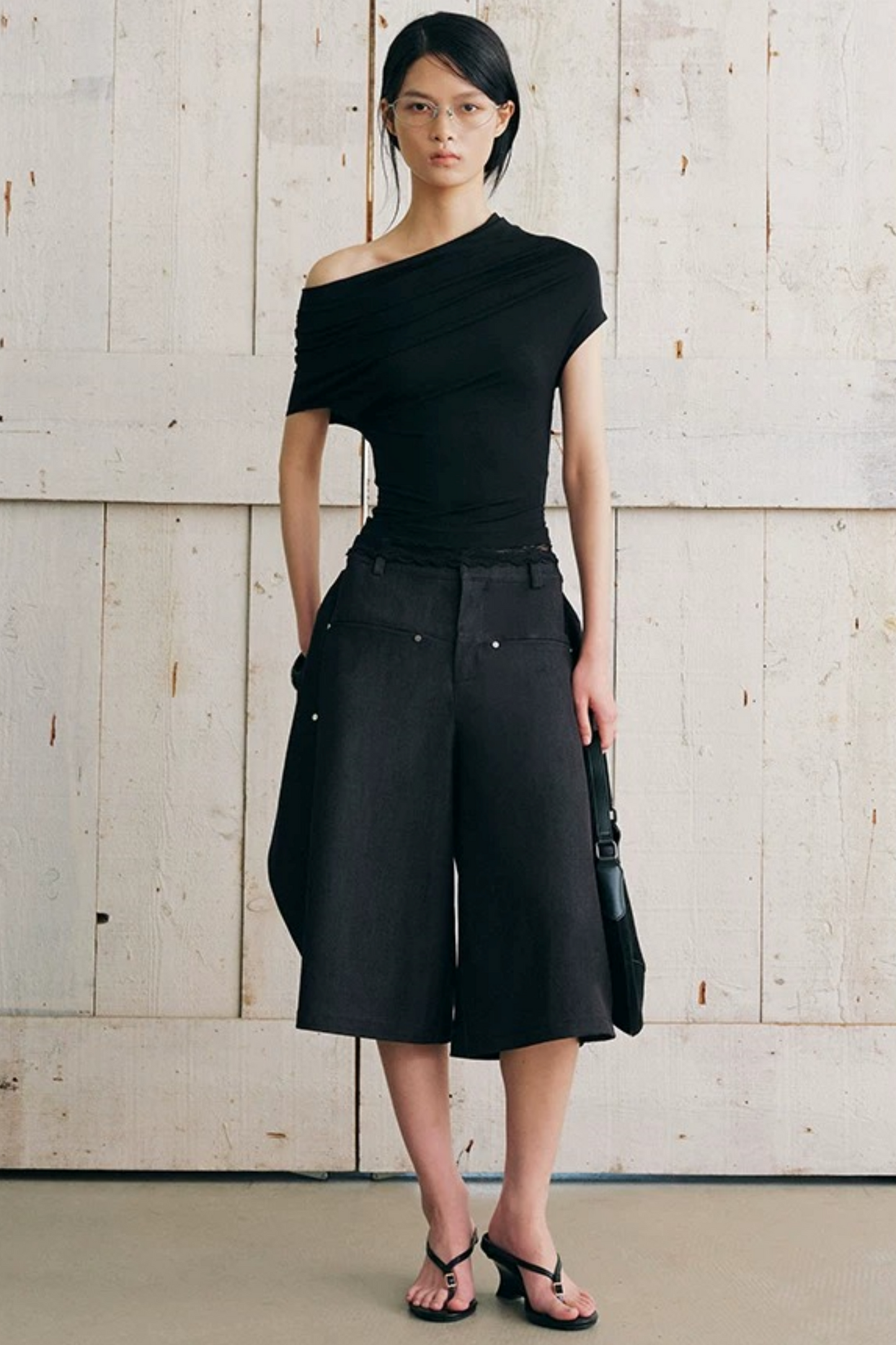 Asymmetrical Overlap Fake Two-Piece Shorts