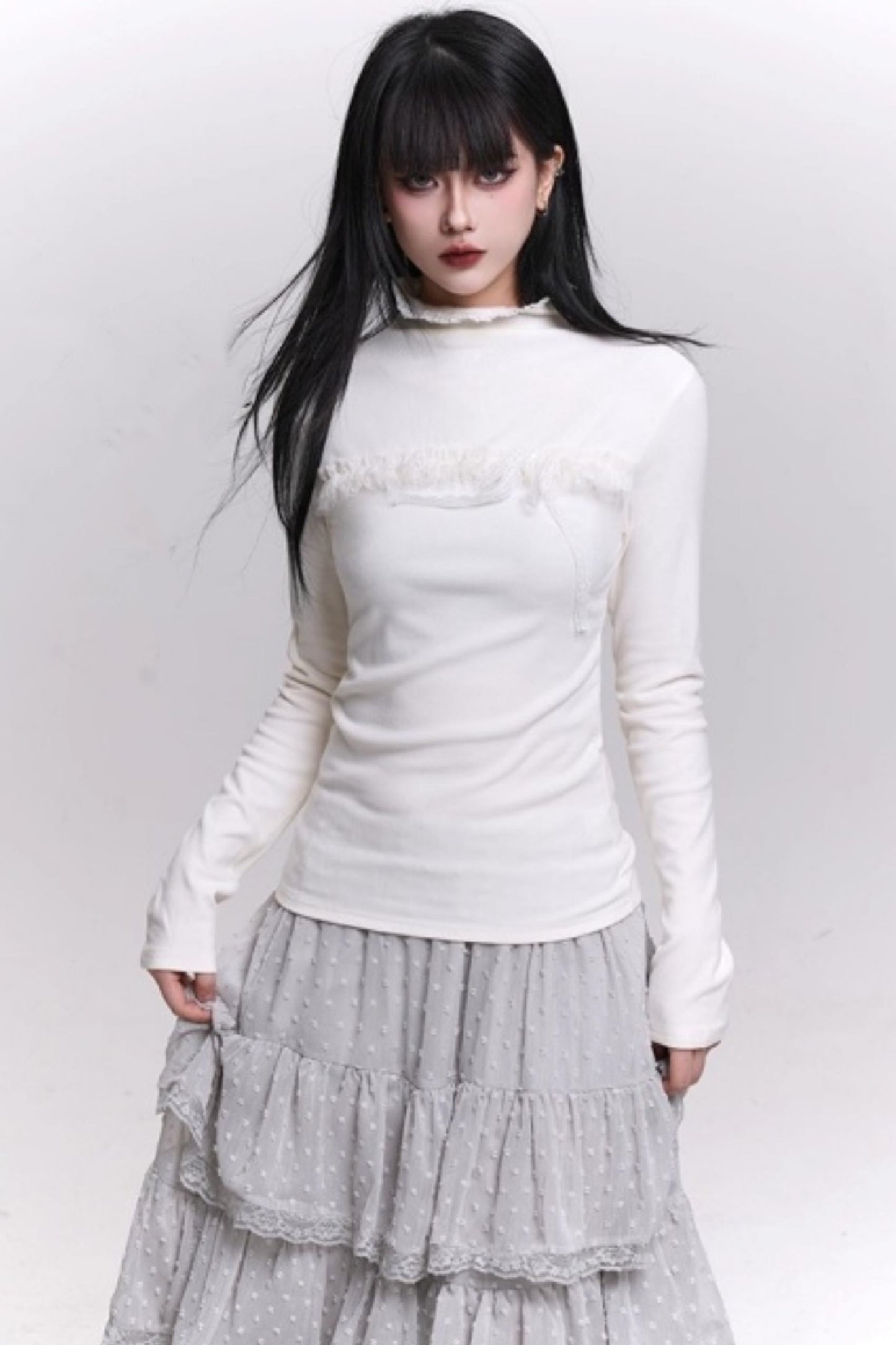 Ghost Gray Half-High Collar Top