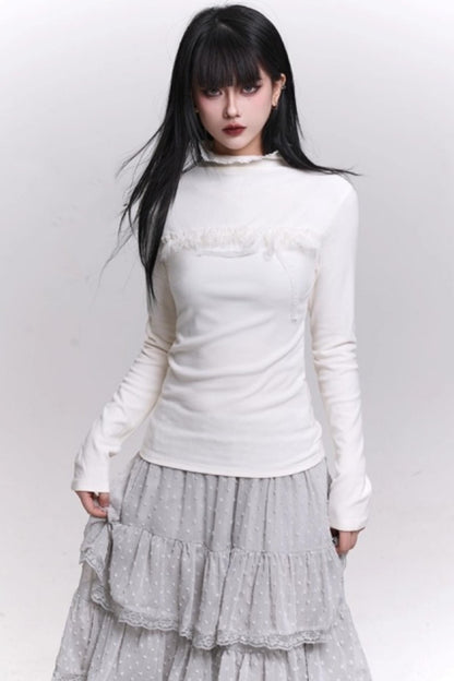 Ghost Gray Half-High Collar Top