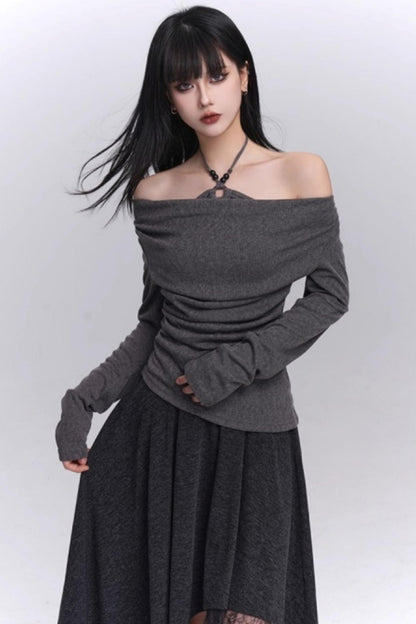 Off-Shoulder Halter Top