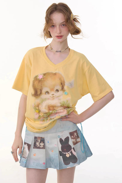 Chic Animal Print Denim Skirt