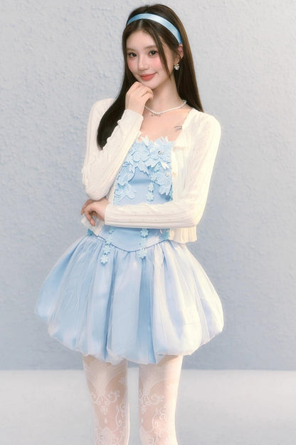 Embroidered Roses Two-Piece Skirt Set-Up