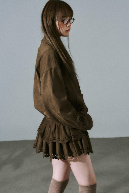 Winter Flower Suede Skirt Set-Up