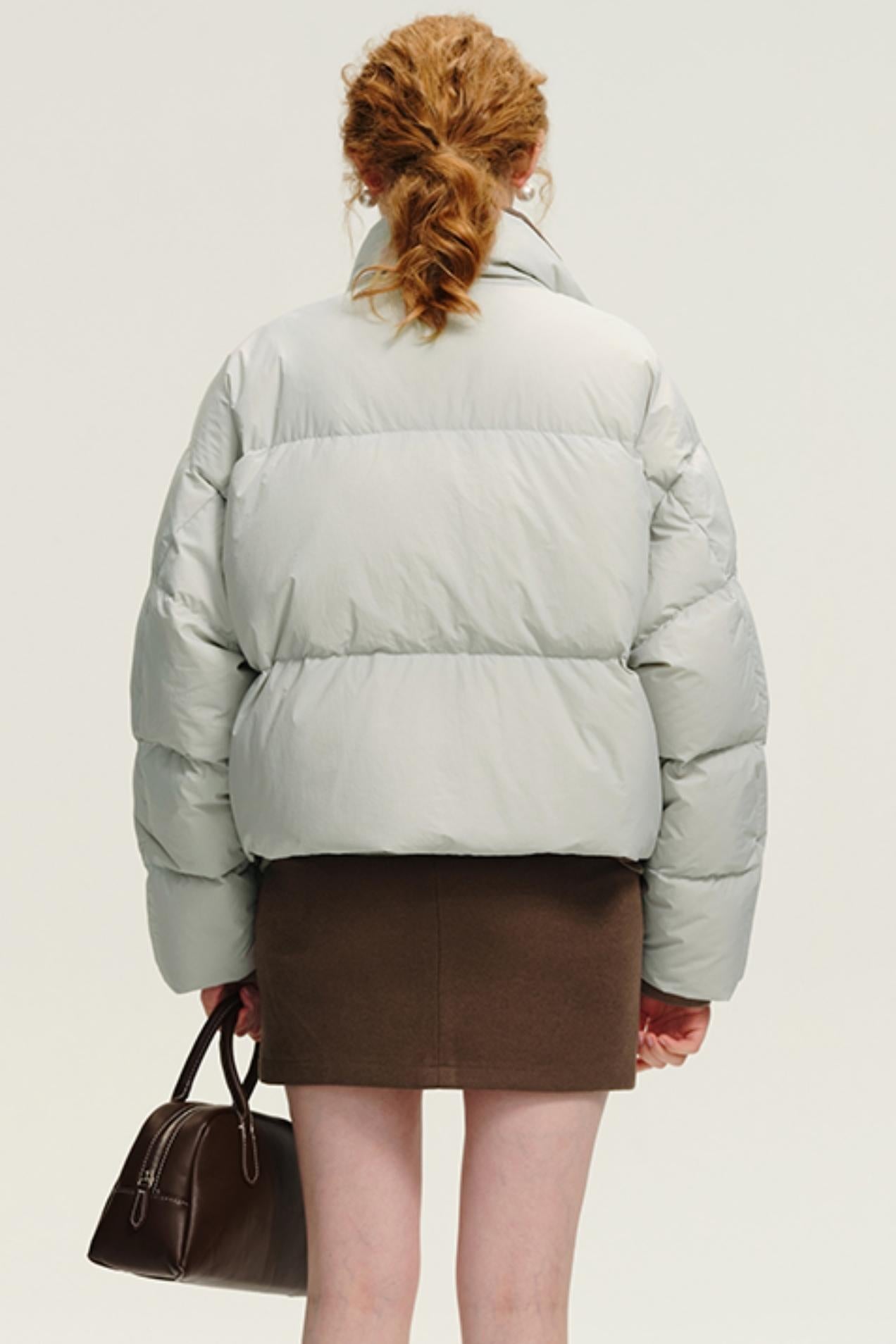 Korean Contrast Short Down Jacket