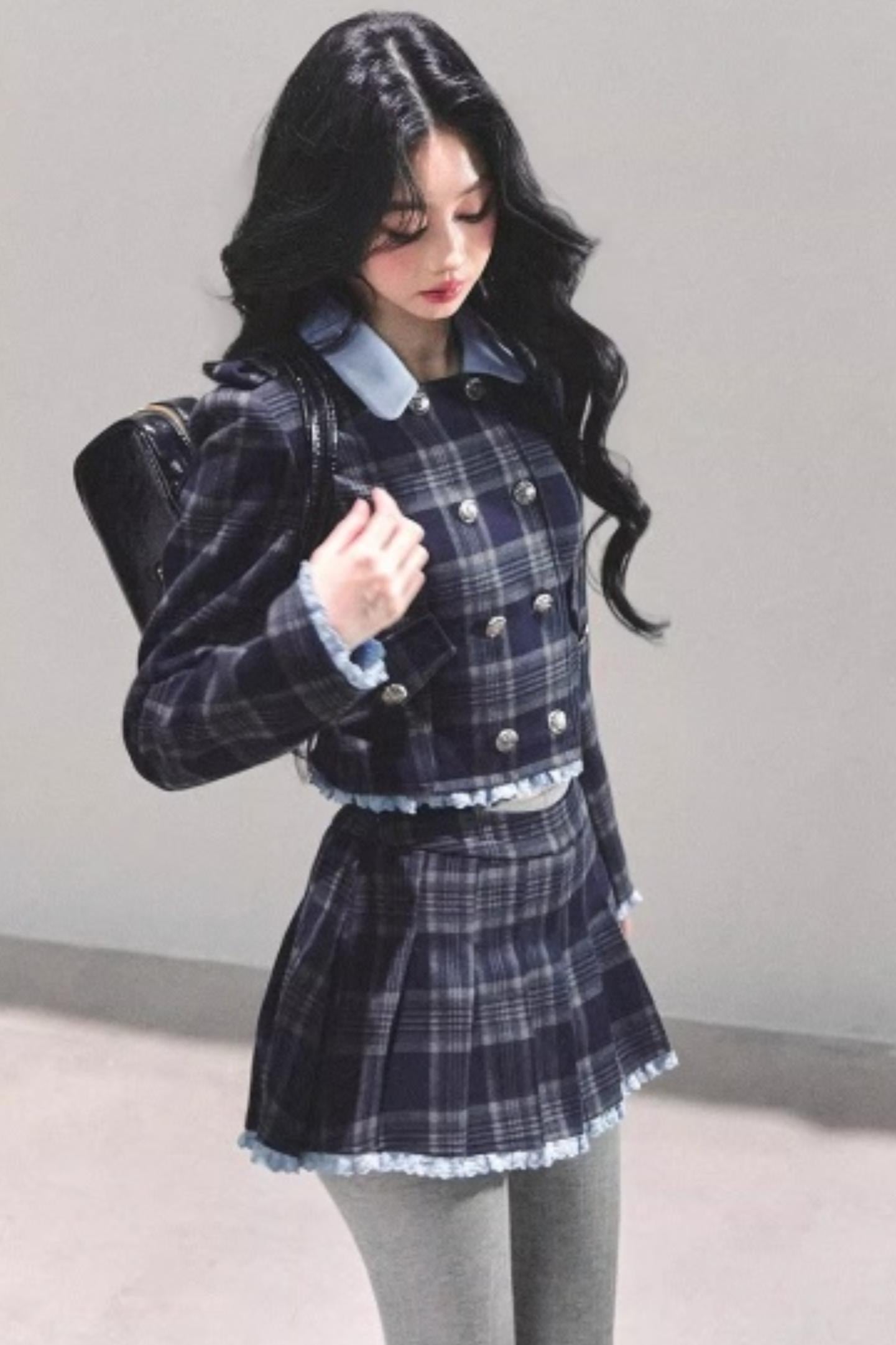 Proust Blue Plaid Suit Set-Up