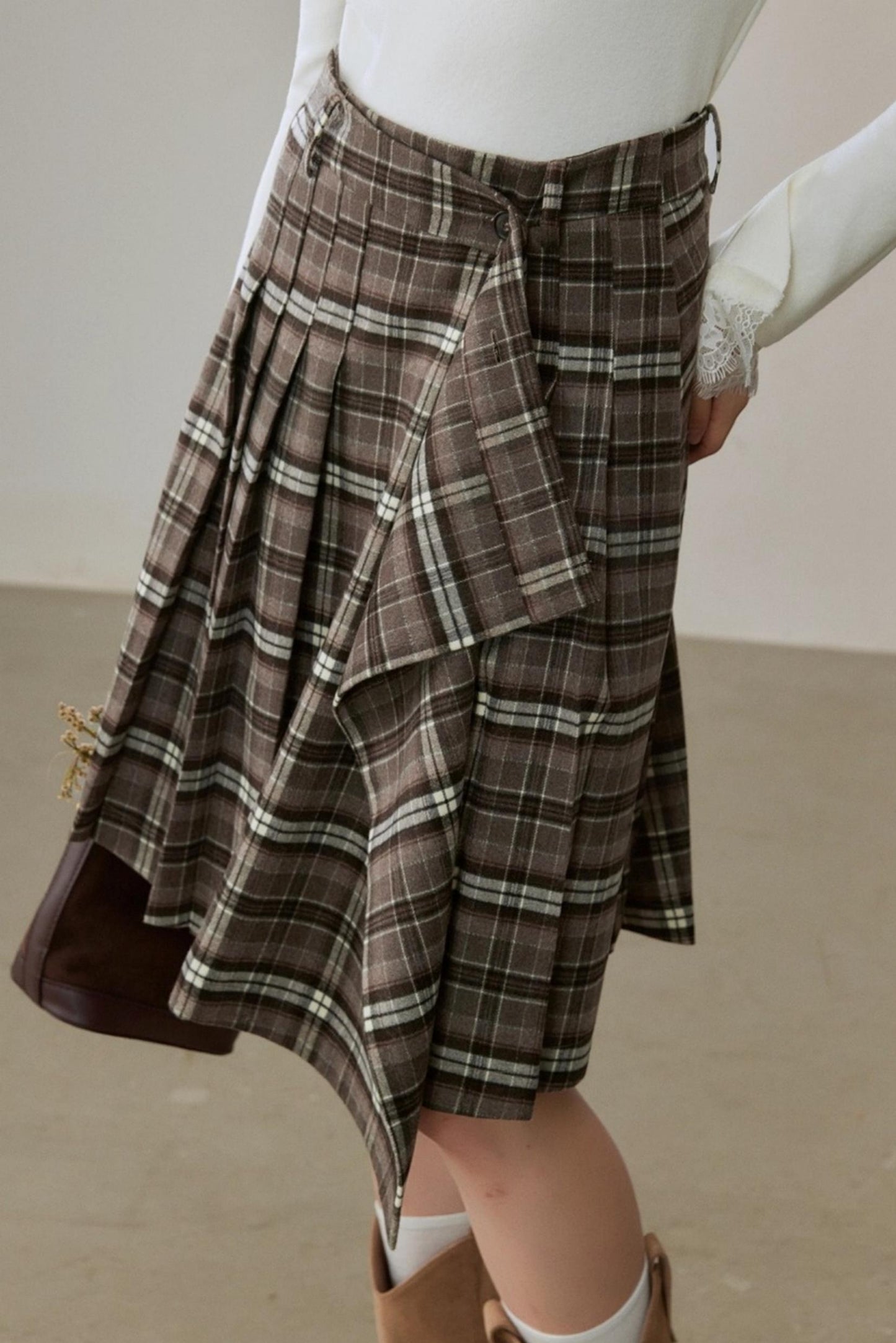 Ruffled Design Retro Plaid Skirt