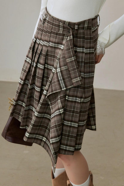 Ruffled Design Retro Plaid Skirt