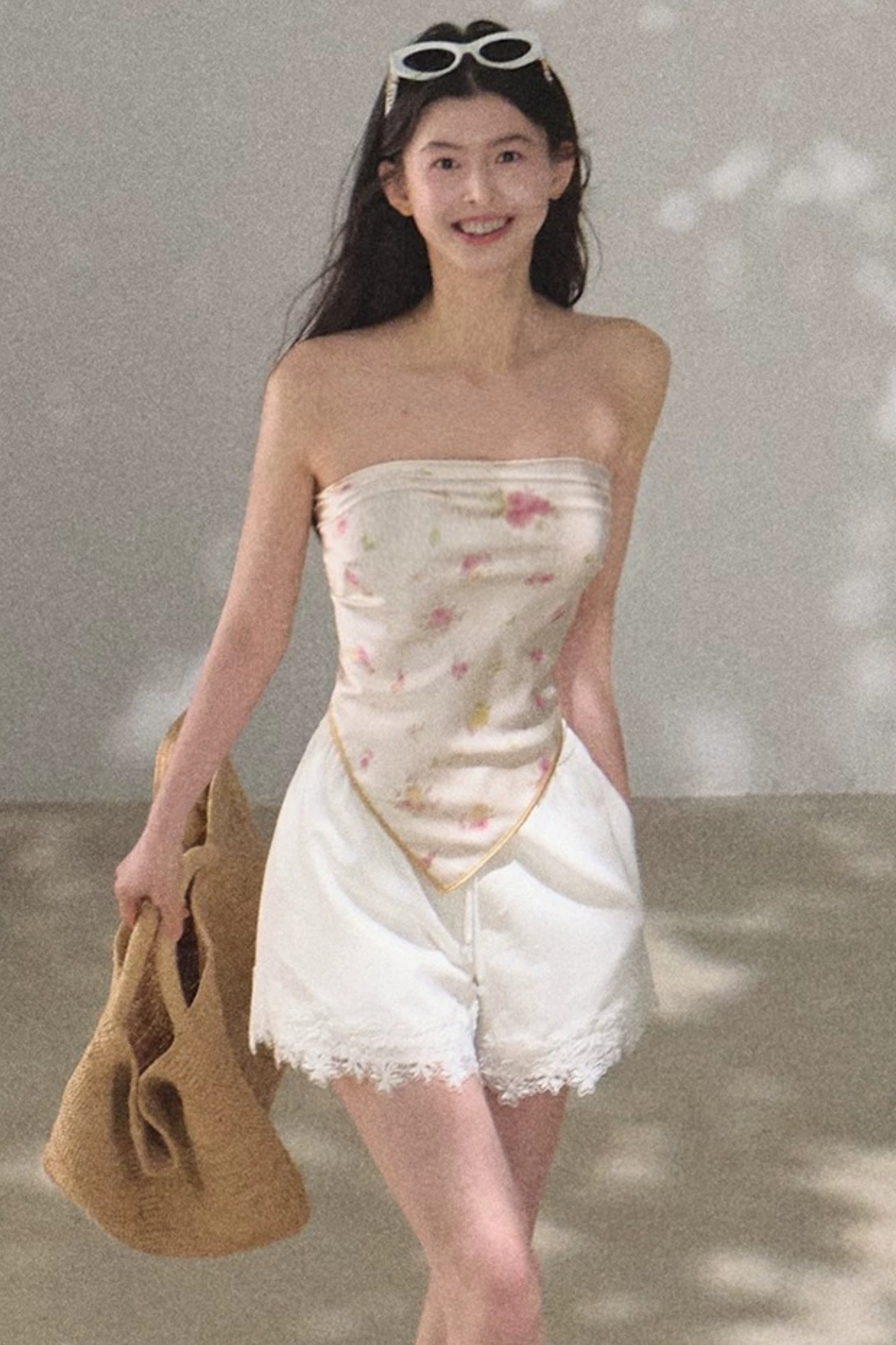 Lyocell-Spitzenhose mit weitem Bein