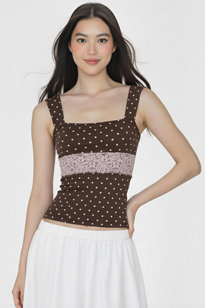Retro Lace Polka Dot Vest