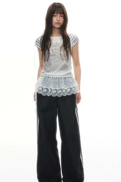 Wide-Leg Lace Summer Sweatpants