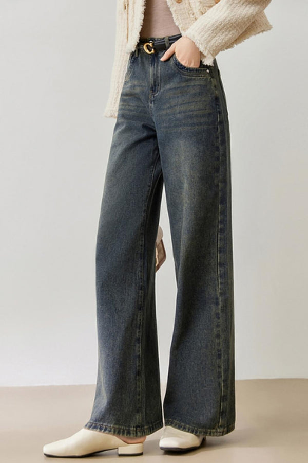 겨울 캐주얼 스트레이트 진 