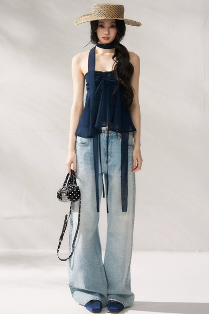 Two-Tone Halter Tube Top