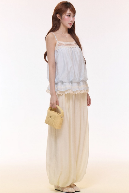 Embroidered Lace Balloon Pants Set-Up