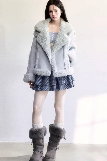 Blue Plaid Ruffled Skirt