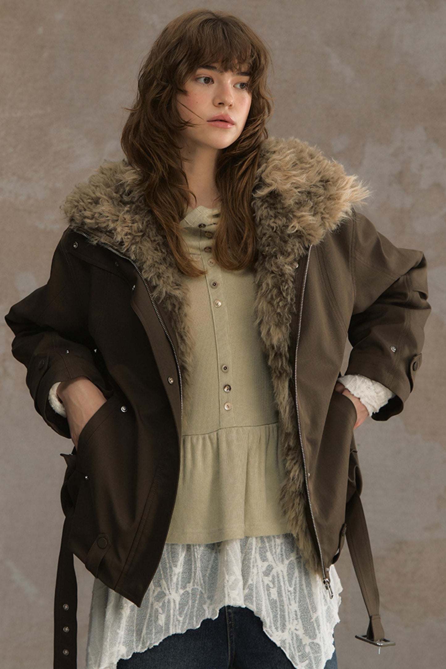 Time Traveler Fur Collar Jacket