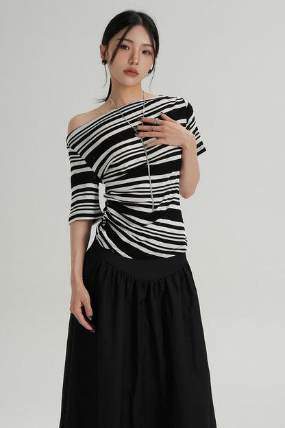 Stripe One-Shoulder Top