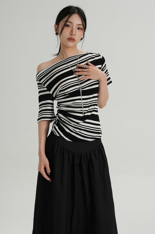 Stripe One-Shoulder Top