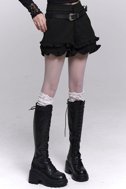 Ruffled Woolen Boot Shorts