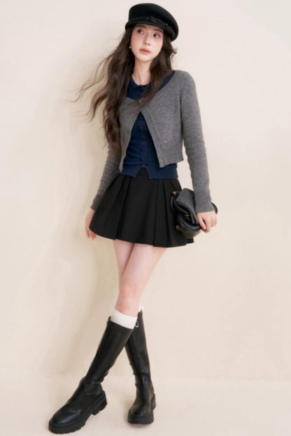 Contrast Embroidery Knit Cardigan