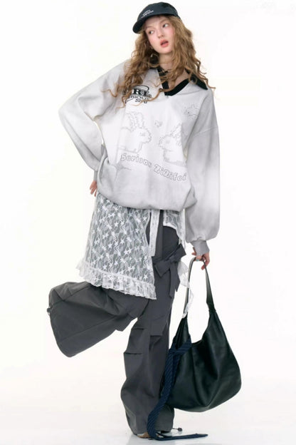 Gradient Print Polo Sweatshirt