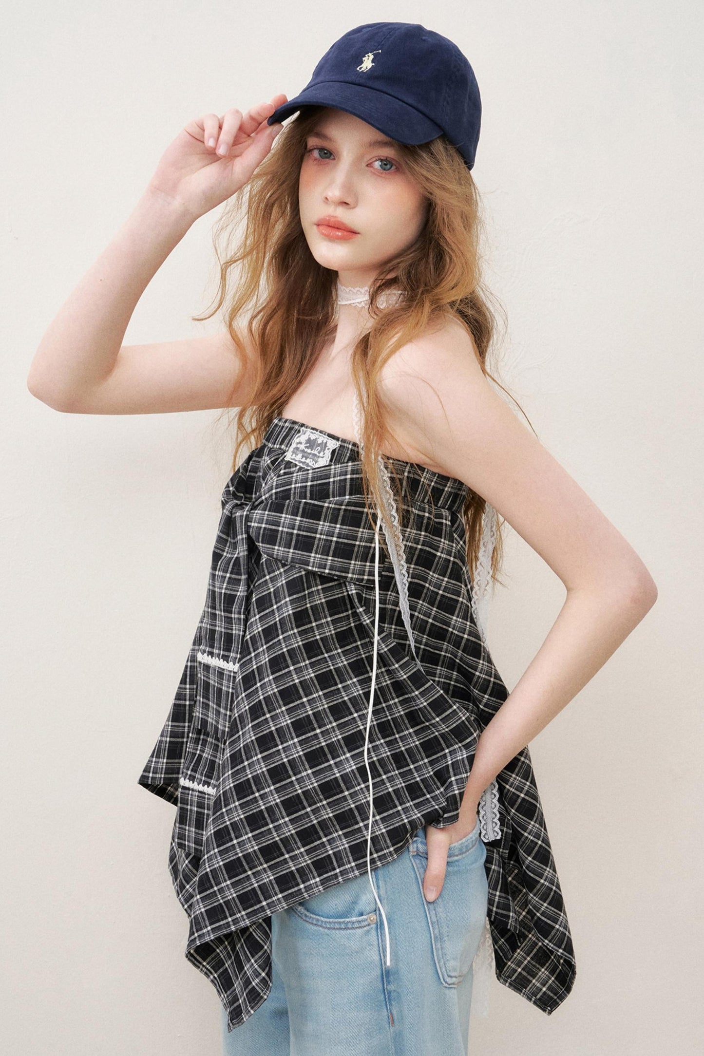 Asymmetrical Checkered Top- Skirt
