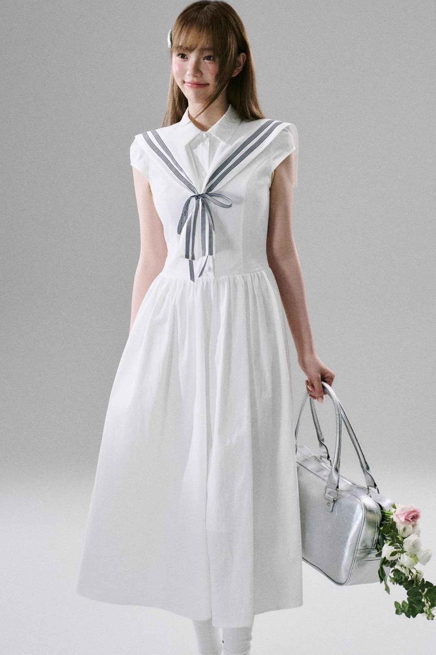 Minimal Sailor-Inspired Long Dress