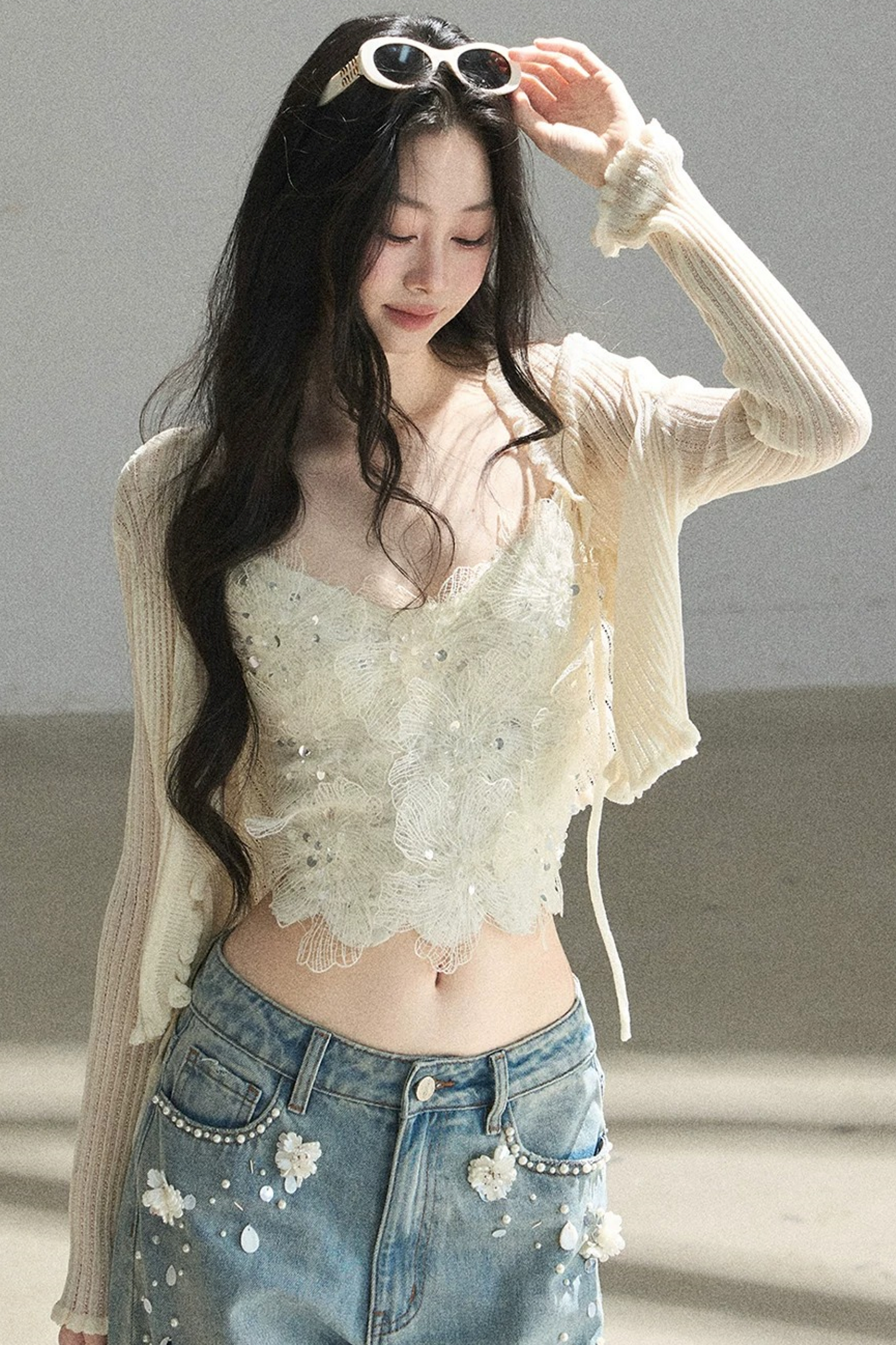 French Lace Knitted Top Set-Up