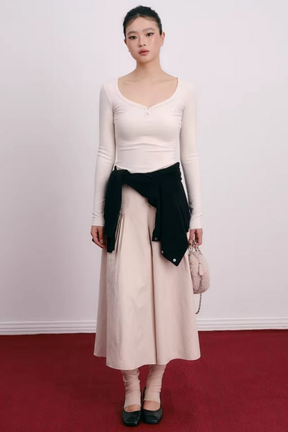 Vintage Pleated Skirt Pants