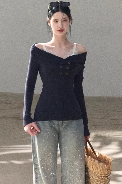 Asymmetrical Cotton Knit Top
