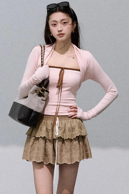 Lyocell Embroidered Puffy Cake Skirt