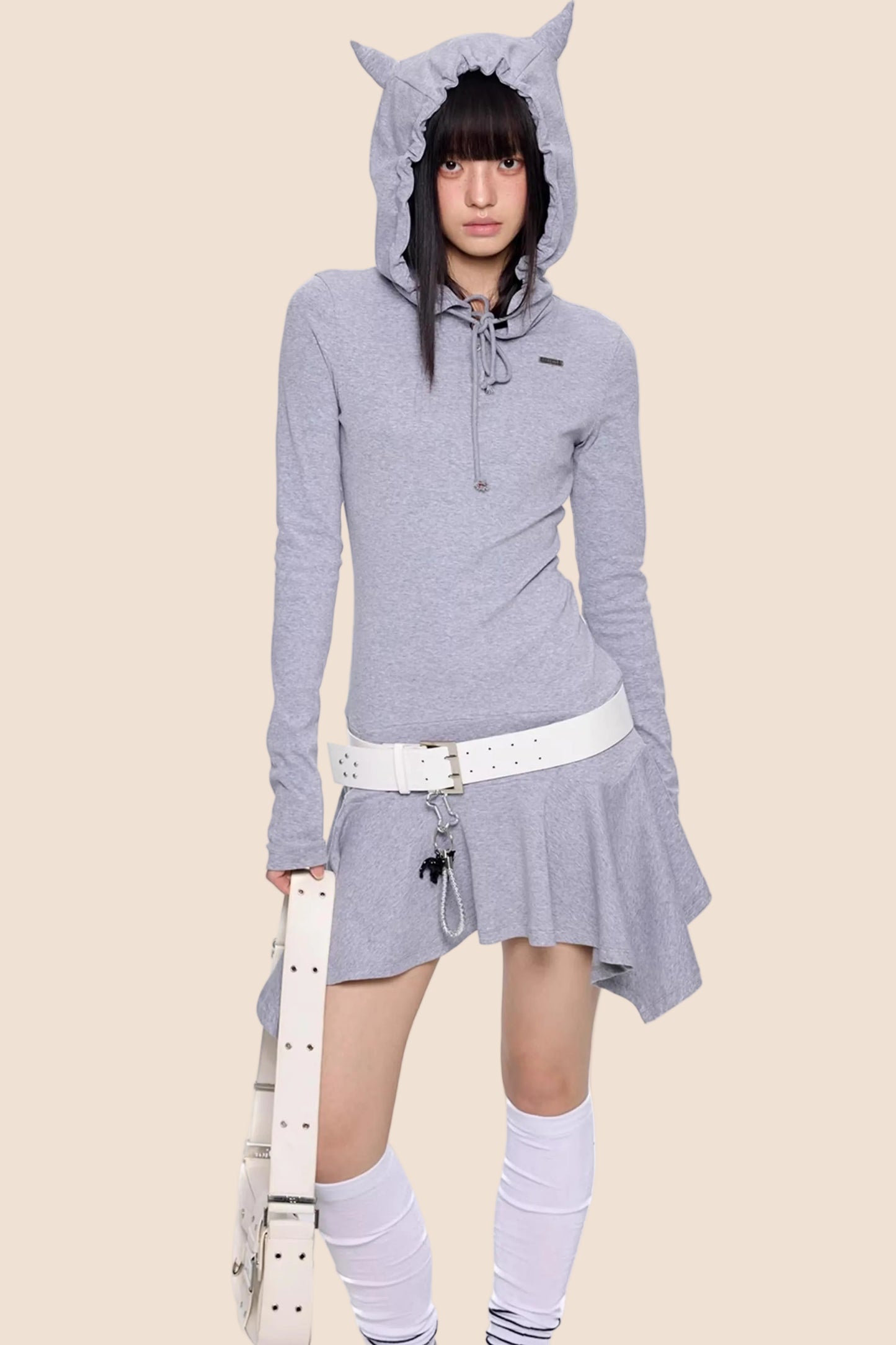 Retro Y2K Gestreiftes Kapuzenkleid