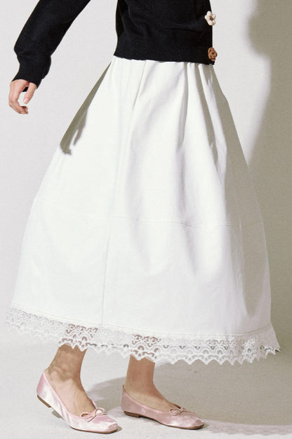 French Vintage Lace Panel Skirt