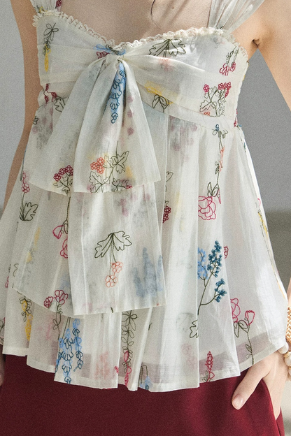 Embroidered Chiffon Summer Top