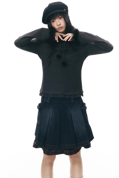 Furry Patchwork Base Layer Top