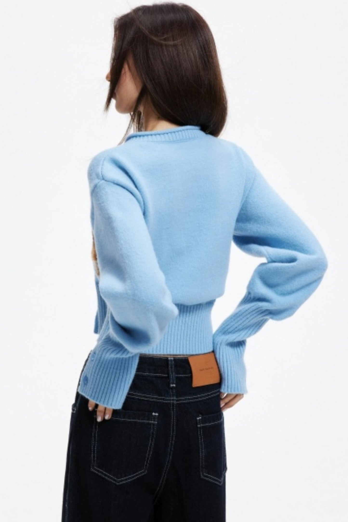 Puppy Jacquard Cropped Cardigan