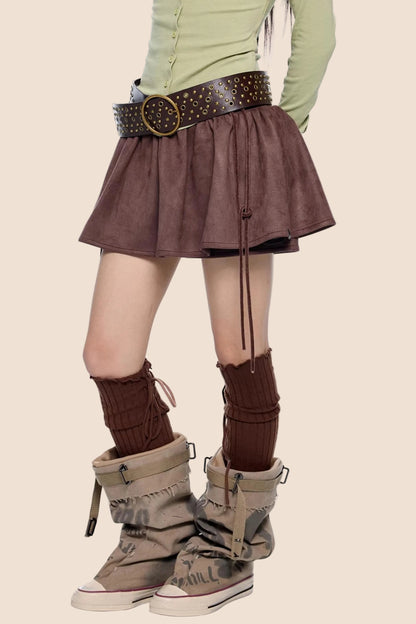 Faux Wildleder Blumenrock