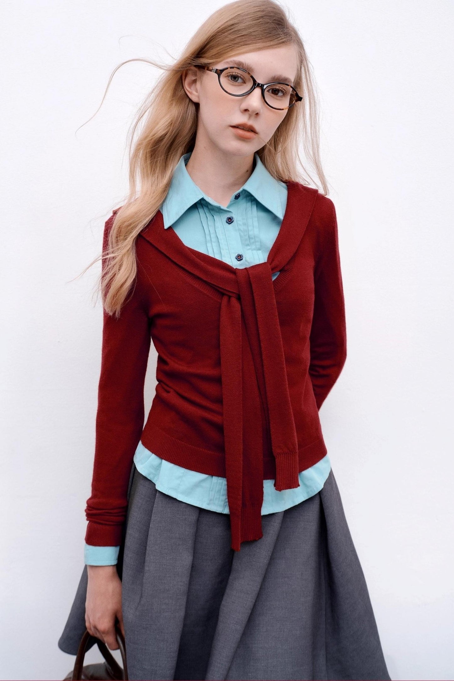 Casual Navy Collar Pullover Sweater