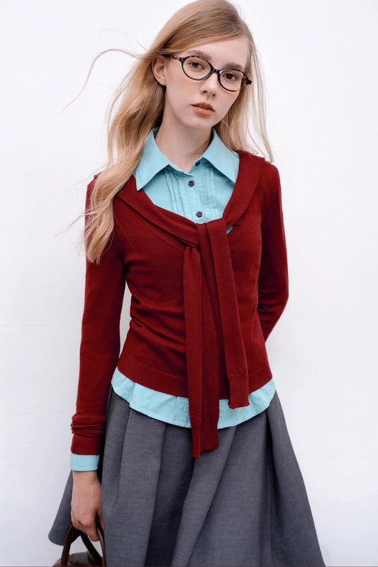 Casual Navy Collar Pullover Sweater