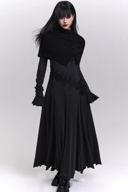 Gray Off-Shoulder Knitted Dress