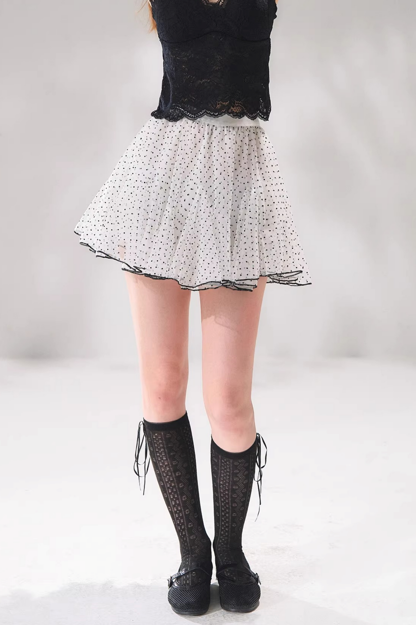 Velvet Polka Dot Skirt Set-Up