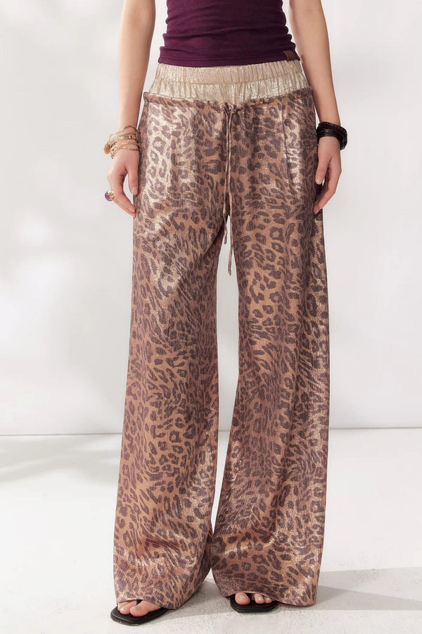 Leopard Print Wide-Leg Pants