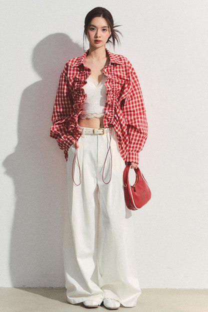 White Tencel Wide-Leg Trousers