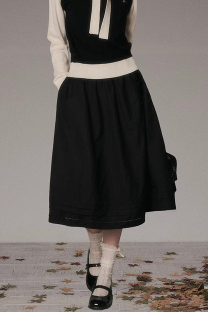 Embroidered Hollow-Out A-Line Skirt